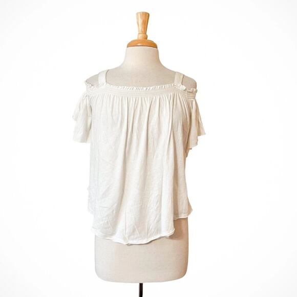 We the Free People‎ Small Women's Cream Boho Babydoll Off Shoulder Top Shirt (5) - Picture 1 of 10